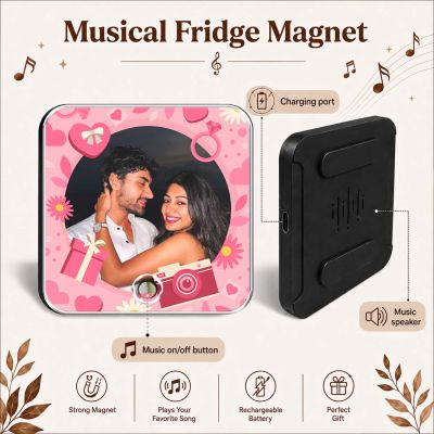 Personalised Musical Fridge Magnet for Couples 1st for Wife Birthday Gift for Girlfriend Boyfriend Rechargeable Music Player